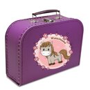 Kinderkoffer 25 cm violett mit Pferd, Blumenborde und...