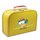 Kinderkoffer 30 cm gelb mit Eule, Federn und Wunschtext