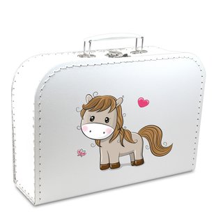 Kinderkoffer 45 cm weiß mit Pferd