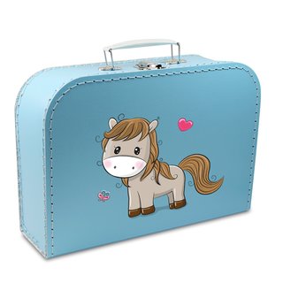Kinderkoffer 45 cm blau mit Pferd