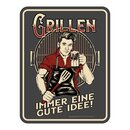 Blechschild mit Motiv/Spruch "Grillen gute Idee"