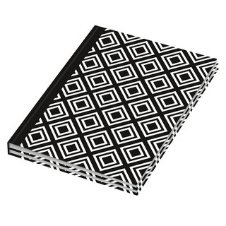 2er Pack Notizbuch / Kladde dotted black & white Rhombus DIN A5