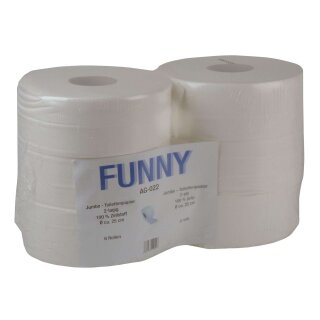Toilettenpapier Jumbo - 6 Rollen Ø 25 cm, weiß AG-022