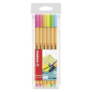 Stabilo® Fineliner point 88® - Etui "Neon", mit 6 Stiften 88/6-1