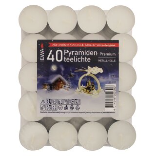 Pyramidenteelichte 40 Stück pro Packung mit Alu-Hülle