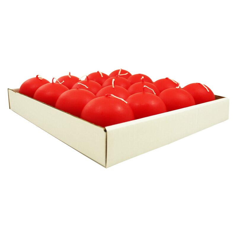 16er Tray Kugelkerzen rot, Ø 60 mm, 12,85