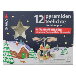 24er Pack Pyramidenteelichte mit transparenter Hülle (24 x 12 Stück)