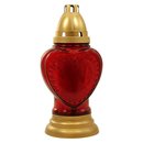 Glas-Grablampe Herz rot mit Brennereinsatz