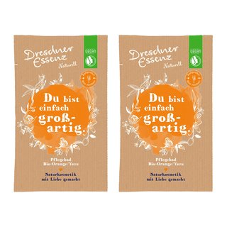 2er Pack Pflegebad Naturell "Du bist einfach großartig" Orange/Yuzo 2 x 60 g