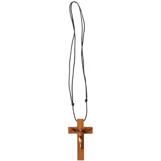 Edelholz-Kreuz klein am Lederband