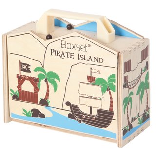 Pirateninsel aus Holz Burg ökologisches Holzspielzeug Pirat Insel Piraten NEU 