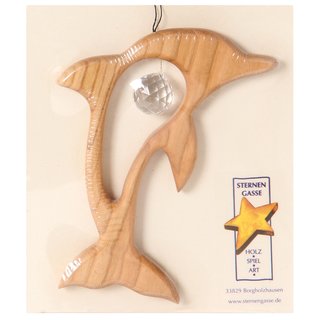 Holzhänger Delfin mit Kristall