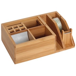 Schreibtischständer mit Klebefilm-Abroller Bambus/Alu