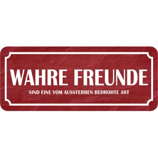 Schild Spruch "wahre Freunde - vom Aussterben bedrohte Art" 27 x 10 cm Blechschild
