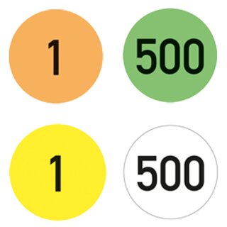 Markierungspunkte Fortlaufend nummeriert, Ø 35 mm, Rund, in verschiedenen Farben