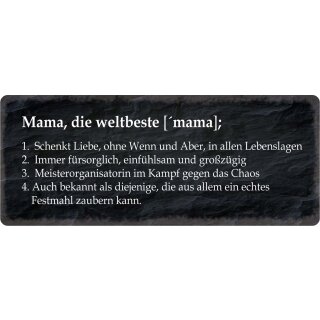 Schild Spruch "Mama weltbeste – Liebe, fürsorglich, Organisatorin" 27 x 10 cm Blechschild  