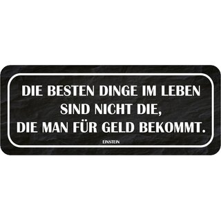 Schild Spruch "besten Dinge nicht die, die man für Geld bekommt" 27 x 10 cm Blechschild