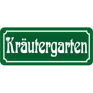 Schild Spruch Kräutergarten grün 27 x 10 cm Blechschild