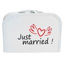 Hochzeitskoffer (mit Borde) weiß Just married!