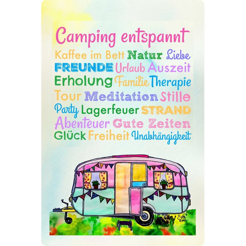 Schild Spruch "Camping entspannt Natur Liebe Erholung" 20 x 30 cm B