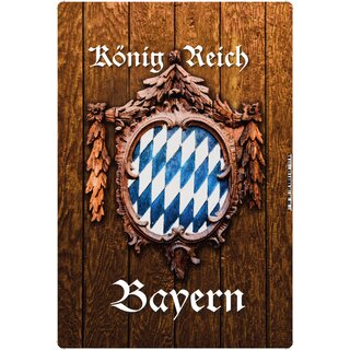 Schild Wappen "Königreich Bayern Holzoptik" 20 x 30 cm Blechschild