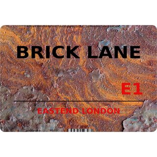 Schild "Brick Lane E1 Steinoptik" 20 x 30 cm Blechschild