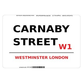 Schild "Carnaby Street W1 weiß" 20 x 30 cm Blechschild