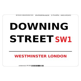 Schild "Downing Street SW1 weiß" 20 x 30 cm Blechschild