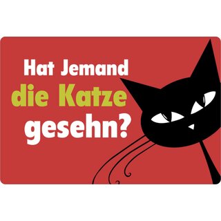 Schild Spruch "Jemand Katze gesehen?" 20 x 30 cm Blechschild