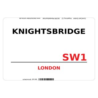 Schild Knightsbridge SW1 weiß 20 x 30 cm Blechschild