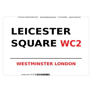 Schild Leicester Square WC2 weiß 20 x 30 cm Blechschild