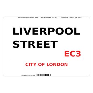 Schild Liverpool Street EC3 weiß 20 x 30 cm Blechschild