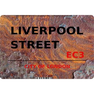 Schild Liverpool Street EC3 Steinoptik 20 x 30 cm Blechschild