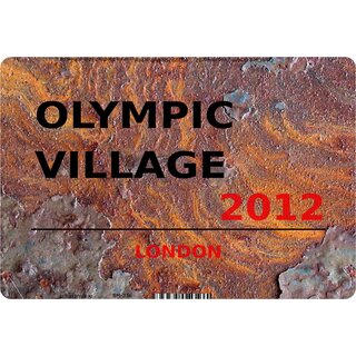 Schild Olympic Village 2012 Steinoptik 20 x 30 cm Blechschild
