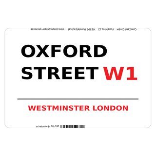 Schild "Oxford Street W1 weiß" 20 x 30 cm Blechschild