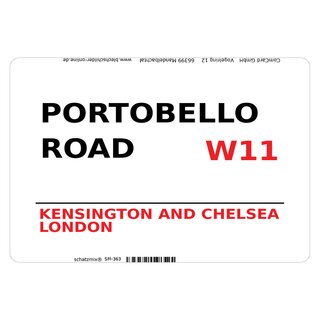 Schild Portobello Road W11 weiß 20 x 30 cm Blechschild
