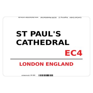 Schild St Paul´s Cathedral EC4 weiß 20 x 30 cm Blechschild