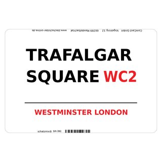 Schild "Trafalgar Square WC2 weiß" 20 x 30 cm Blechschild