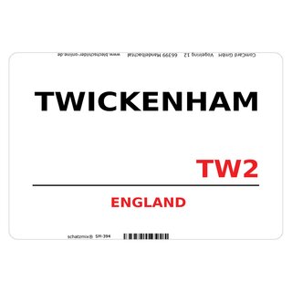 Schild Twickenham TW2 weiß 20 x 30 cm Blechschild