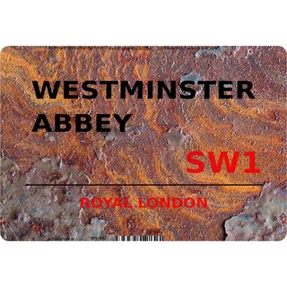 Schild Westminster Abbey SW1 Steinoptik 20 x 30 cm Blechschild