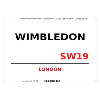 Schild "Wimbledon SW19 weiß" 20 x 30 cm Blechschild