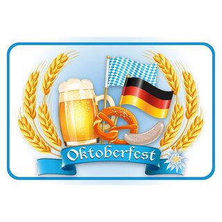Schild Spruch Oktoberfest Bier, Flagge, Brezel, Wurst 20 x 30 cm Blechschild