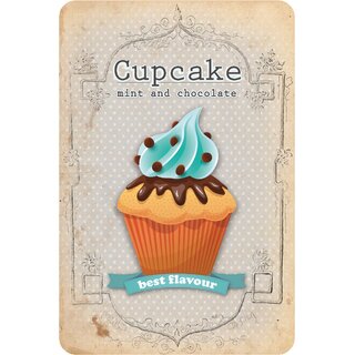 Schild Spruch "Cupcake mint and chocolate- best flavour" 20 x 30 cm Blechschild