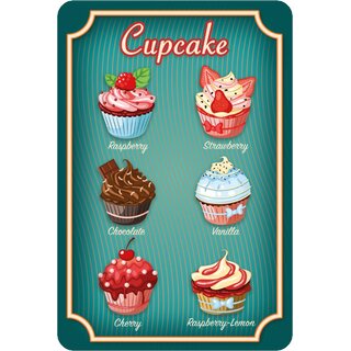 Schild Spruch Cupcakes verschiedene Sorten 20 x 30 cm Blechschild