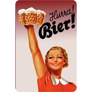 Schild Spruch "Hurra Bier" 20 x 30 cm Blechschild