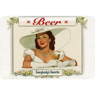 Schild Spruch Vintage Beer Everybodys favorite 20 x 30 cm Blechschild