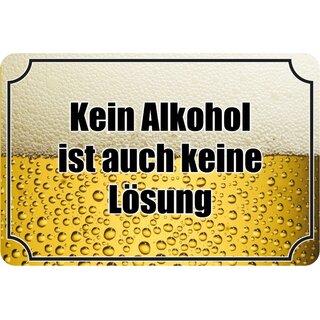 Schild Spruch "kein Alkohol auch keine Lösung" 20 x 30 cm Blechschild
