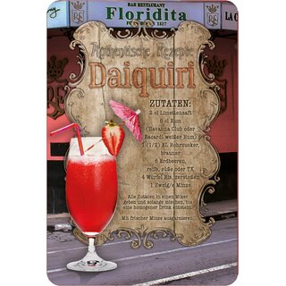 Schild Cocktailrezept "Daiquiri Rezept" 20 x 30 cm Blechschild