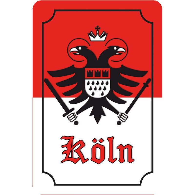 50cmx41cm rot Köln Wappen Holzschild natur 