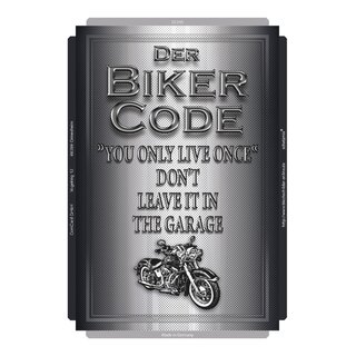 Schild Spruch "Biker Code: you only live once" 20 x 30 cm Blechschild